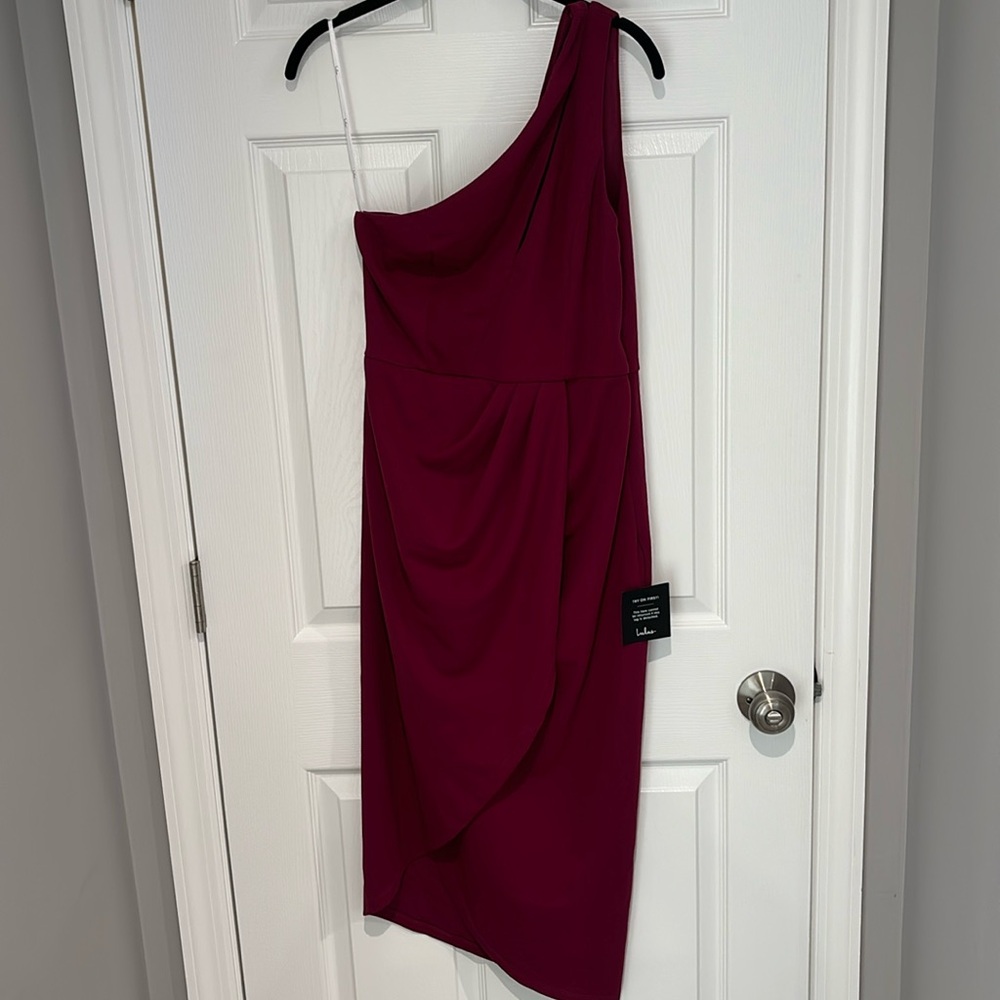 Dark Magenta One-Shoulder Cutout Asymmetrical Dress brand new!